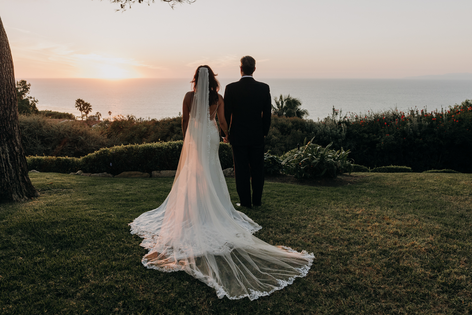 Beach sunset wedding