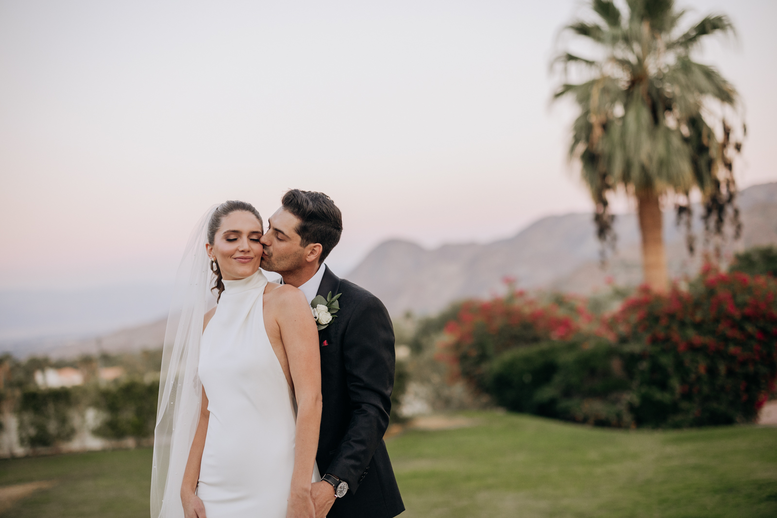 Sunset palm springs wedding