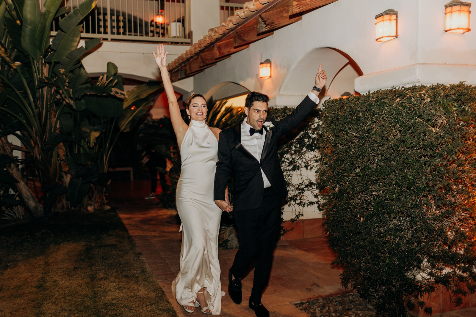 Wedding bride and groom grand entrance
