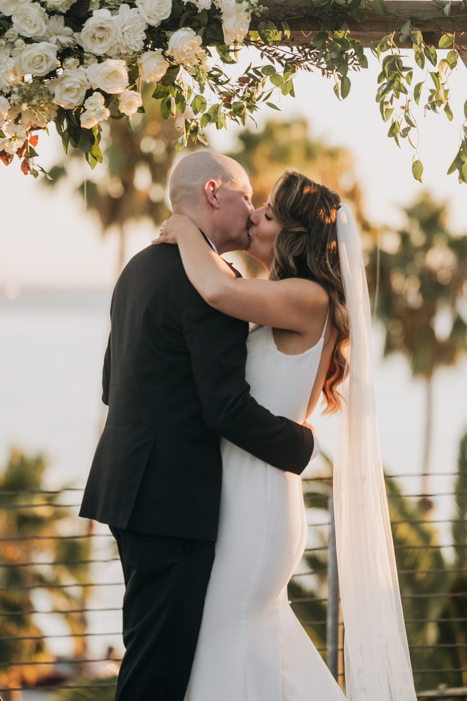 First kiss wedding photo