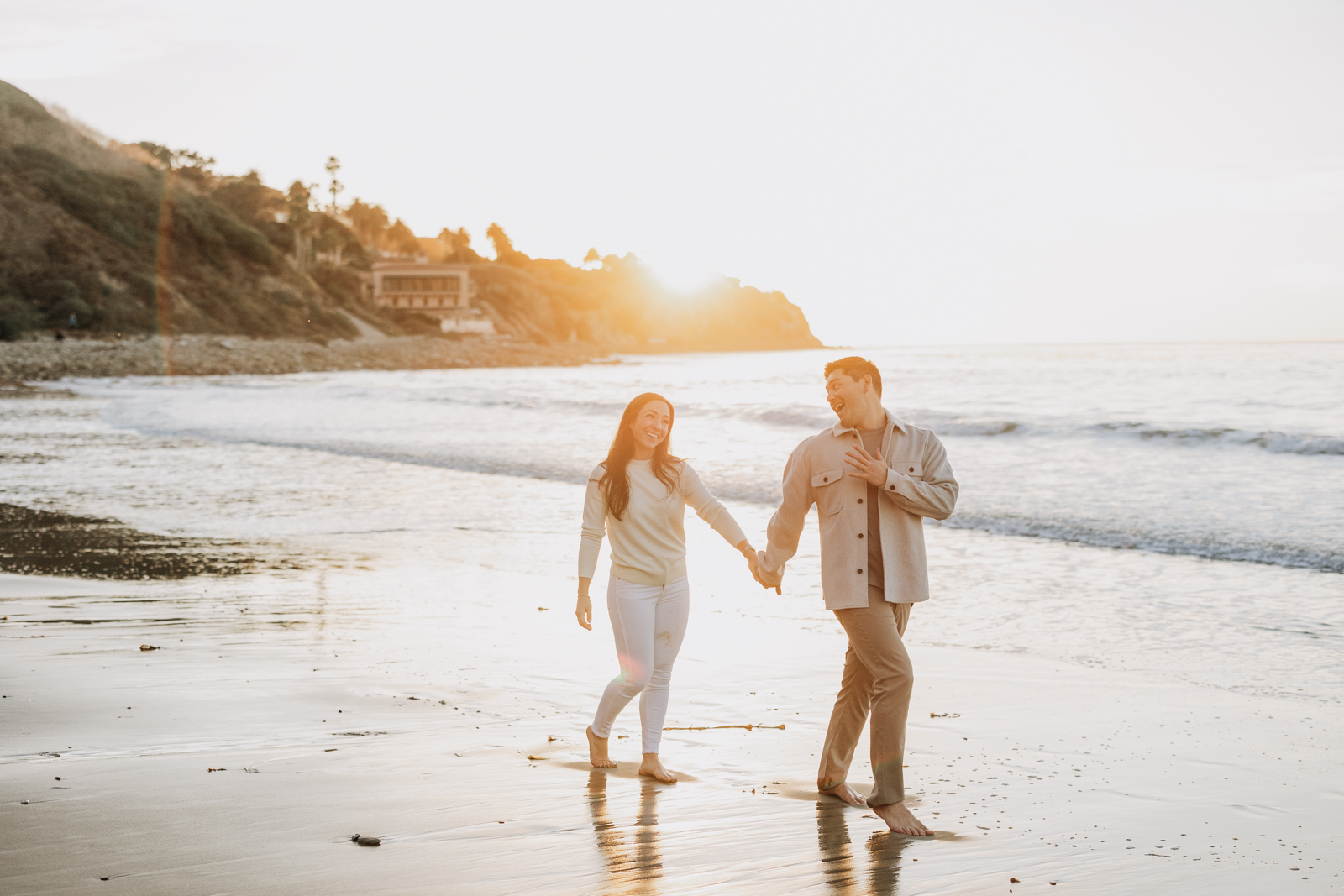 Sunset beach engagement