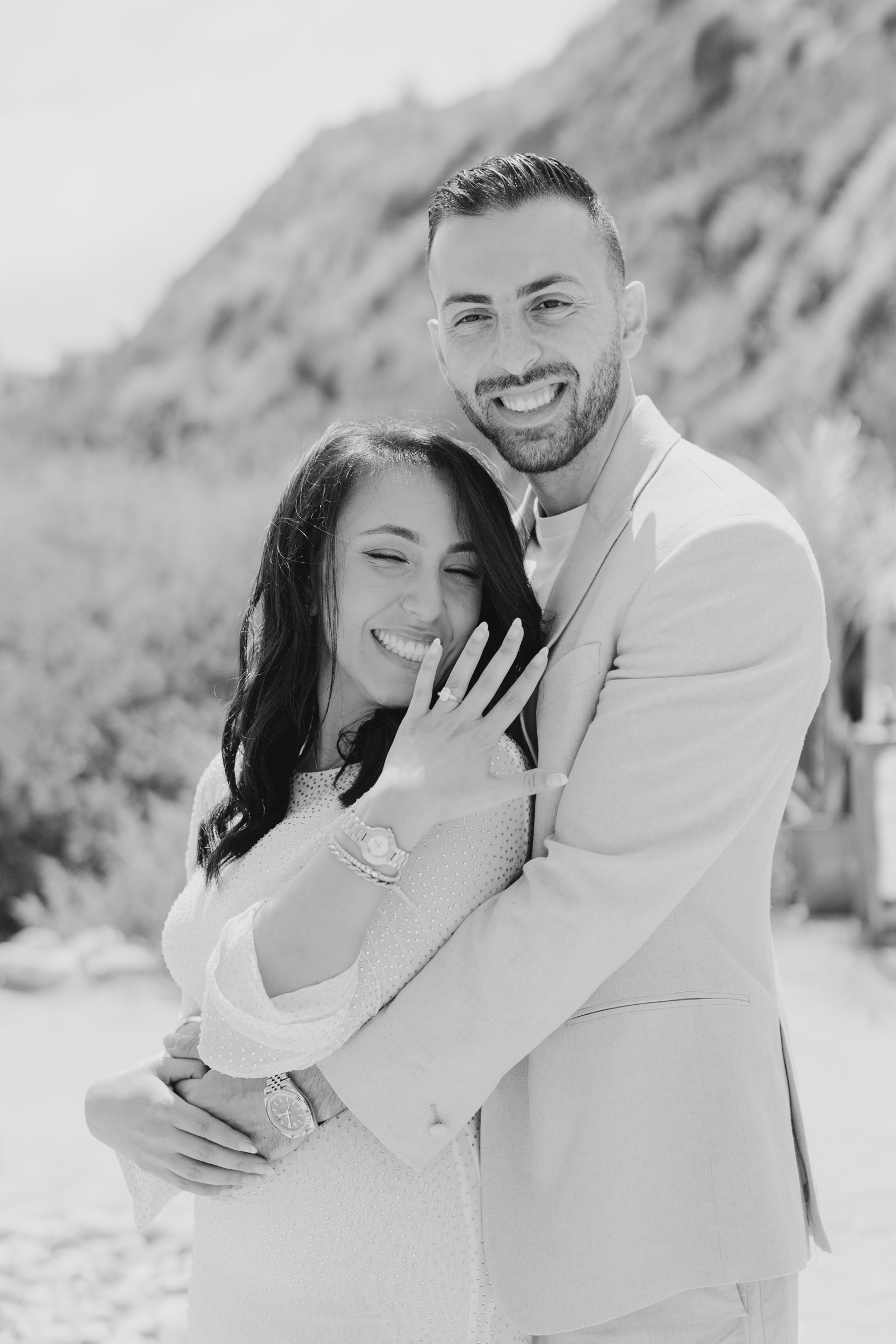 Black and white engagement photos
