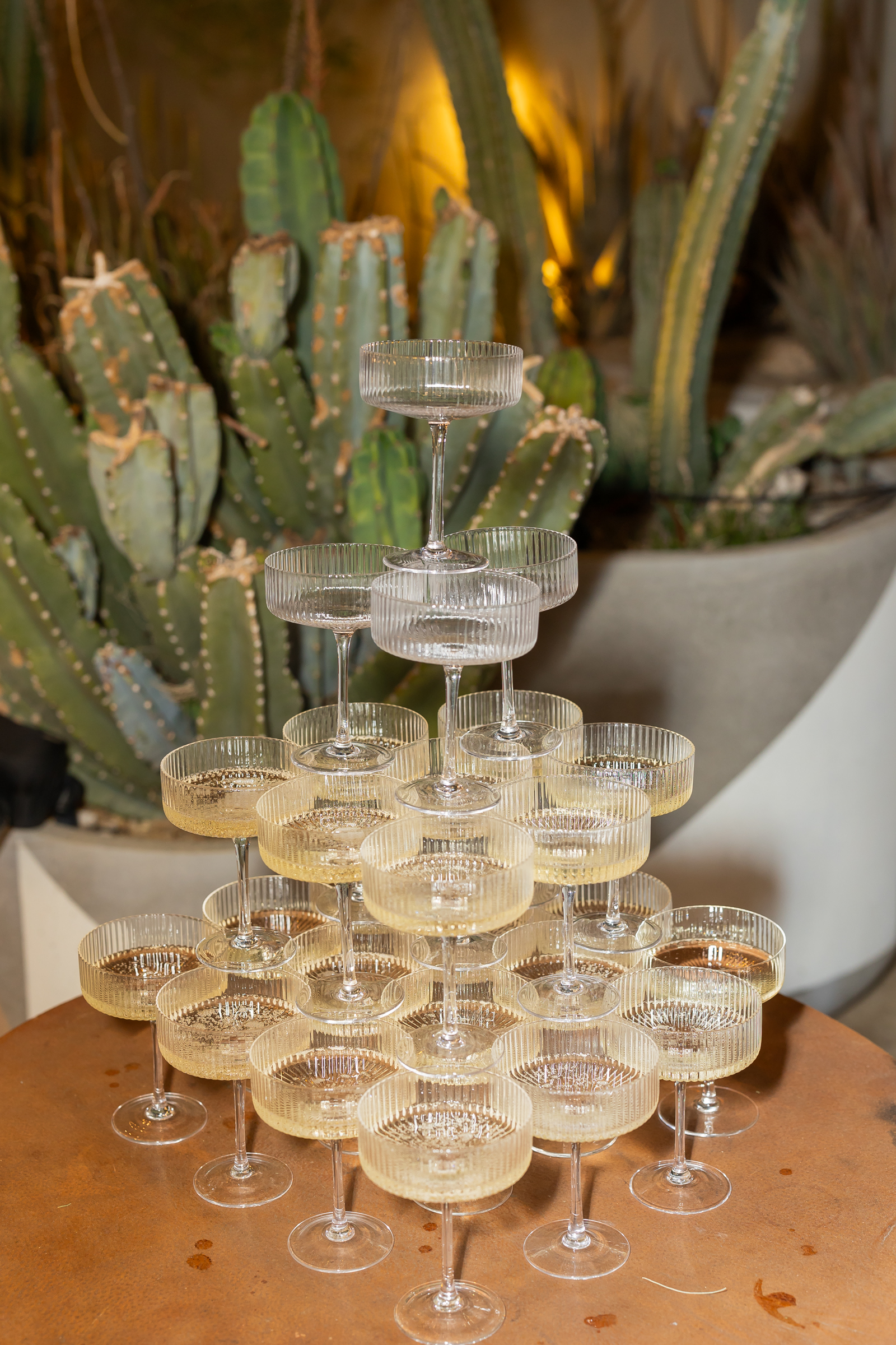 Champagne tower wedding