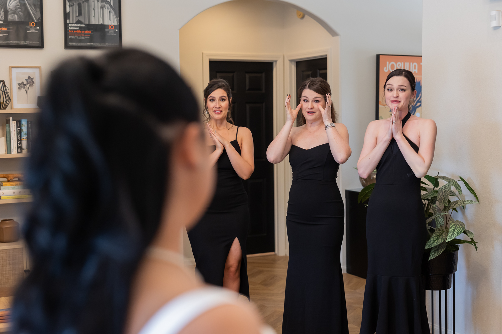 First look bridal party photos