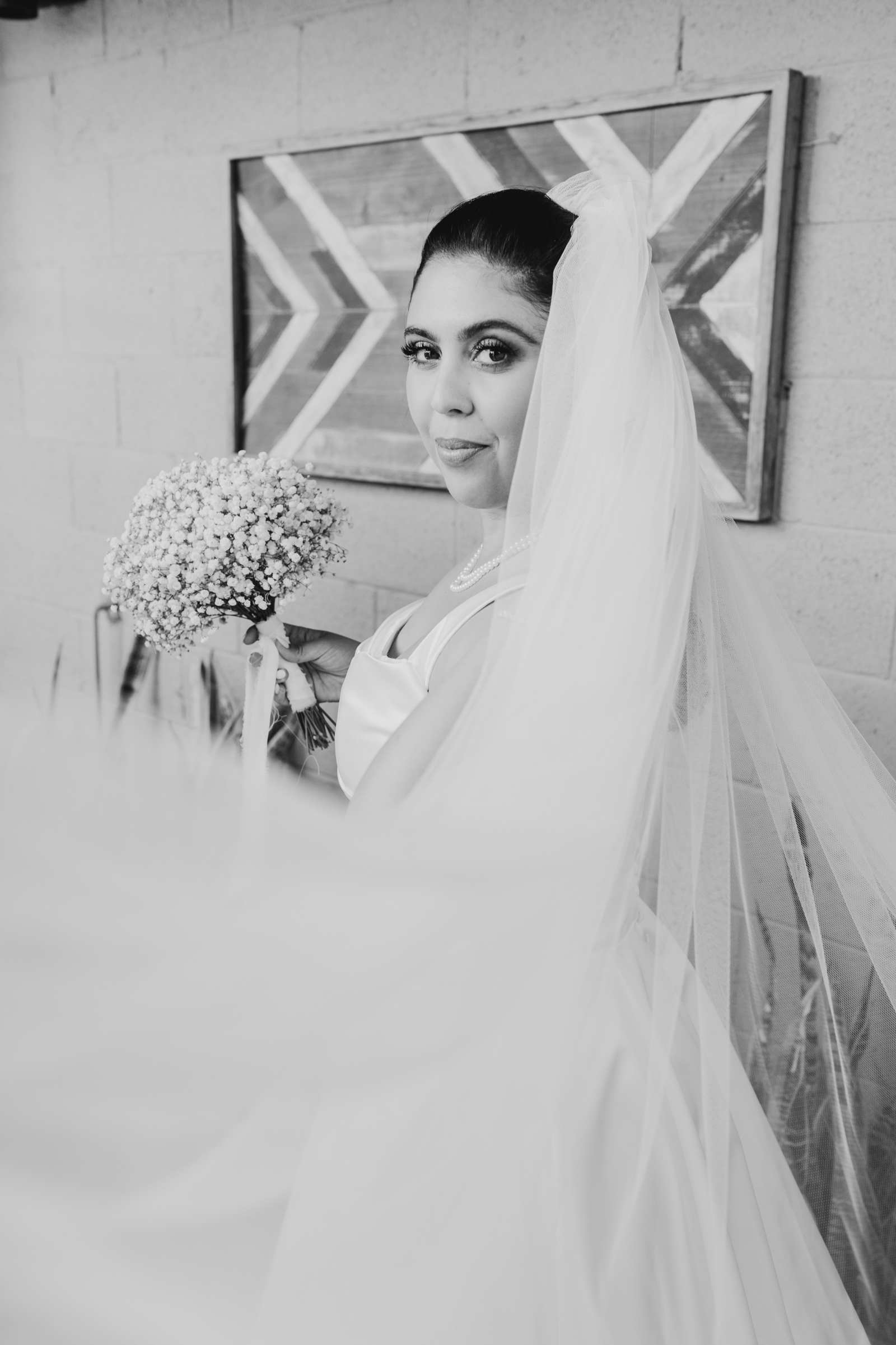 Black and white bride photos