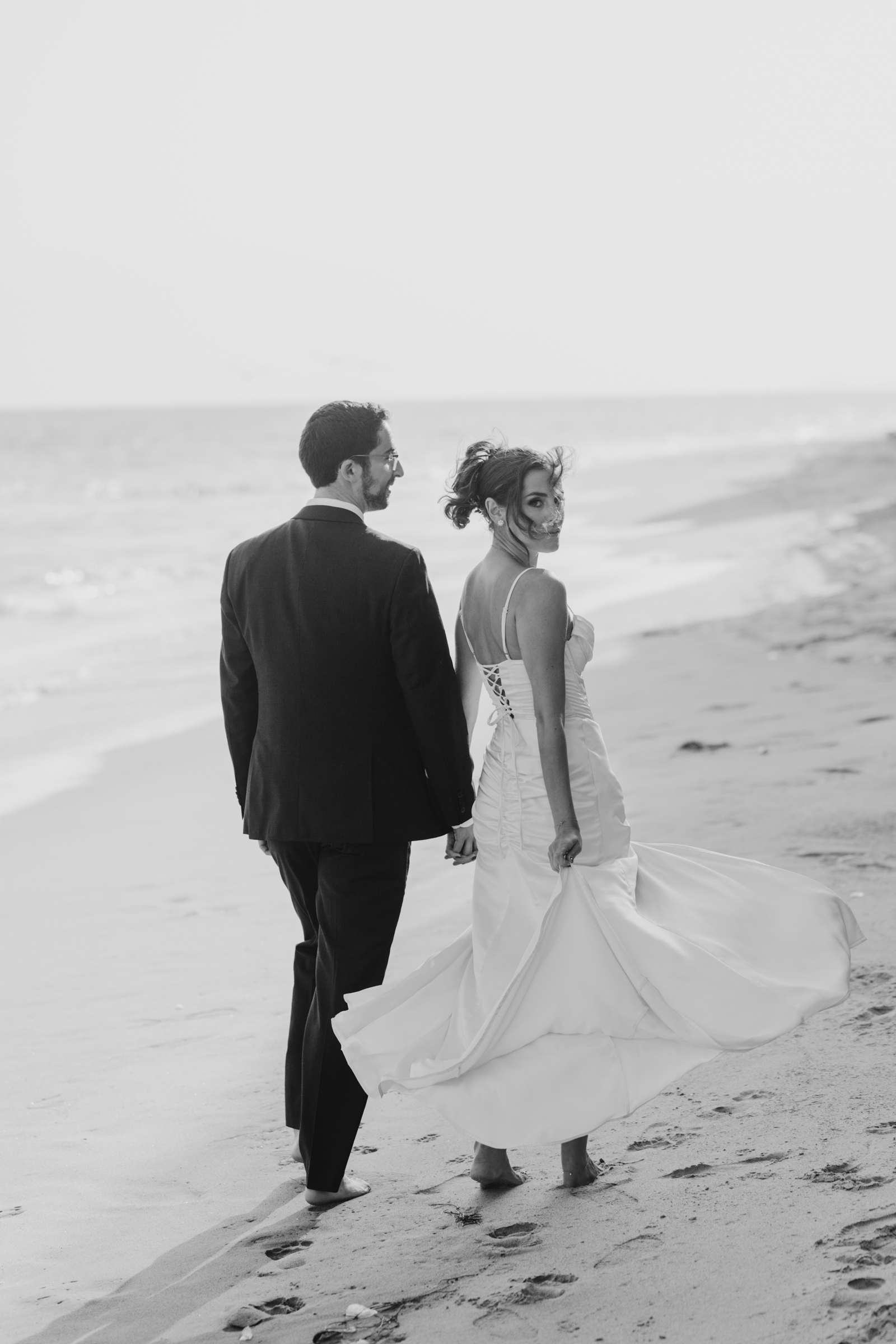Black and white bride and groom portraits