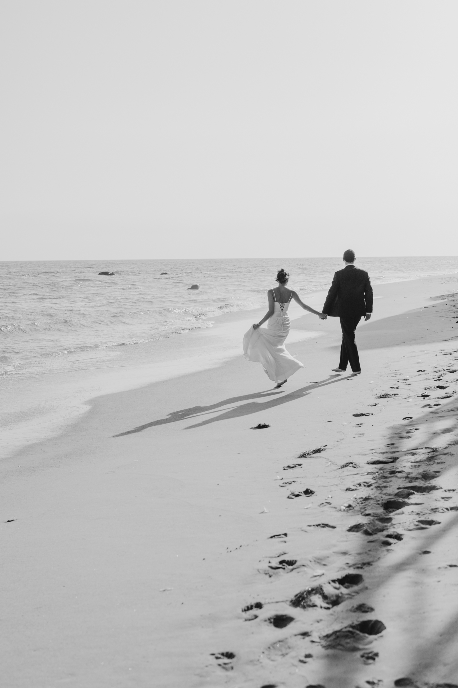 Bride and groom on the beach